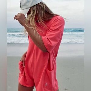 NWT Free People Movement by Free People Hot Shot Tee Romper Electric Sunset-M